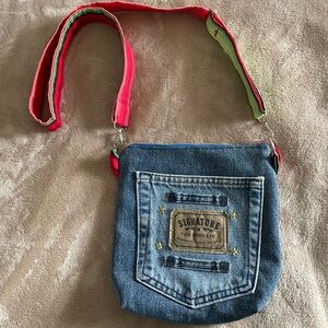 Cute Denim Bag with Red Strap